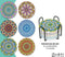 Loti Living Onderzetters - Set van 6 - Mandala design - Keramiek en kurk