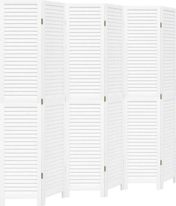 vidaXL - Kamerscherm - met - 6 - panelen - massief - paulowniahout - wit