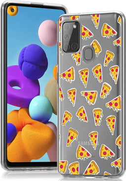 iMoshion Hoesje Geschikt voor Samsung Galaxy A21s Hoesje Siliconen - iMoshion Design hoesje - Geel / Allover Pizza