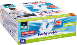 Bison Vochtvreter® magneet - Parfumvrije navulling voor vochtvreter apparaat, bestrijd hoge luchtvochtigheid in woonruimtes, geen batterij nodig, ook geschikt voor caravans en campers