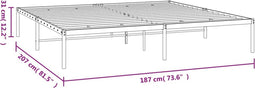 vidaXL - Bedframe - metaal - zwart - 180x200 - cm