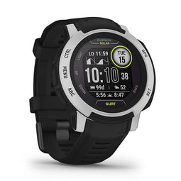 Garmin Instinct 2 Solar Surf editie Bells Beach 45 mm zilver met een zwart siliconen polsband