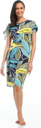 Pastunette Beach - Floral Leaves - Dames Jurk - Ronde hals - Groen/Blauw - Maat XL