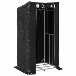vidaXL - Haardhoutrek - met - regenhoes - 100x80x200 - cm - gegalvaniseerd - staal