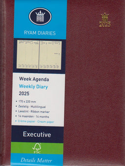 Bureau agenda 2025 ryam executive 7d2p mundior bordeaux 170x220mm