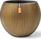 Capi Europe - Capi Europe - Vaas bol Groove Black & Gold - 22x18 - Goud - Opening Ø15.7 - Bloempot voor binnen - 5 jaar garantie - BGVGB103 - 22x18 - Goud - Schotel voor binnen en buiten - Milieuvriendelijk - Sterk en licht - Met drainagesysteem