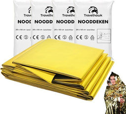 Travelhawk Nooddeken - Isolatiedeken - Set van 4 - Goud/Zilver