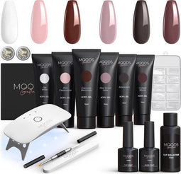 Moods Gellac - Luxe Polygel Set - Polygel Nagels Starterspakket - UV LED lamp - 6 Kleuren (6x15ml)