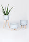 Handed By Up Mid - Plantenstandaard - Handgevlochten - Lichtgrijs