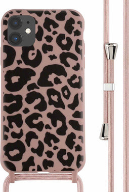 iMoshion Hoesje Geschikt voor iPhone 11 Hoesje Met Koord - iMoshion Siliconen design hoesje met koord - Roze / Animal Pink