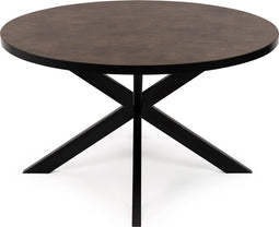 Stalux Ronde eettafel 'Daan' 120cm, kleur zwart / lederlook bruin