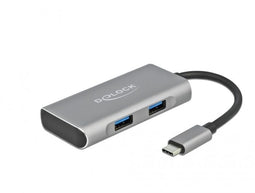 Delock 63261 - USB-hub - 3x USB 3.2 Type-A en 1x USB 3.2 Type-C - Grijs