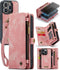 Caseme - Geschikt voor iPhone 15 Pro Max - Vintage 2 in 1 portemonnee hoes - Lichtroze