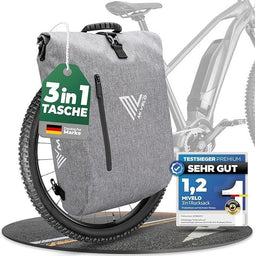 MiVelo 3-in-1 Fietstas - Waterdicht - Incl. Laptopvak & Slot - 20 liter - Grijs