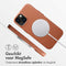 Accezz MagSafe Leather Backcover iPhone 13 - Echt leer - Verhoogde randen - Bruin