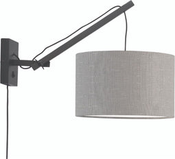 GOOD&MOJO Wandlamp Andes - Bamboe Zwart/Lichtgrijs - 50x32x45cm - Binnen Scandinavisch,Bohemian