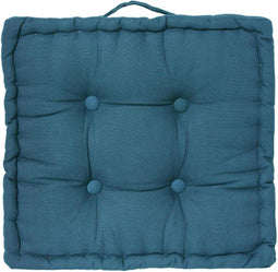 Atmosphera Deluxe Vloerkussen 40x40x8cm met handvat en 4 knopen - Blauw