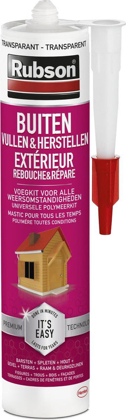 Rubson Easy Sealing Buiten Transparant 280 ml Bouwkit | Duurzame Afdichting voor Buitentoepassingen | Weerbestendig en Transparant voor Onzichtbare Reparaties