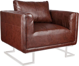 vidaXL Fauteuil met verchroomde poten kubus kunstleer bruin