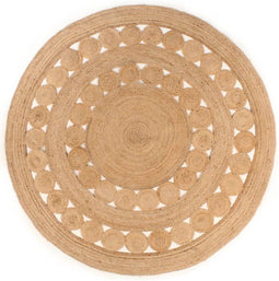vidaXL - Tapijt - met - ontwerp - rond - 240 - cm - gevlochten - jute