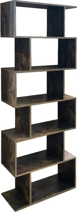 Vakkenkast boekenkast Stoer - wandkast gestapeld kubus - 185 cm hoog - vintage bruin