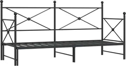 vidaXL - Slaapbank - met - onderschuifbed - zonder - matras - 80x200cm - staal - zwart