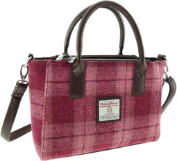 Handtas Brora Roze (Salmon Pink) - Ritssluiting - Draagband - Harris Tweed - Glen Appin of Scotland