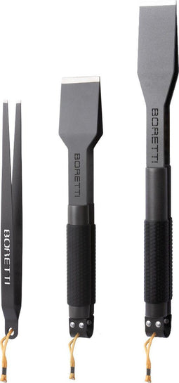 Boretti BBQ Tangenset BBA82 - 3-dlg - compacte tang grote tang pincet - grijs (3 stuks)