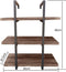 Wandrek Ladder - Industrieel Metalen Wandrek - 3 Houten Planken - Zwart