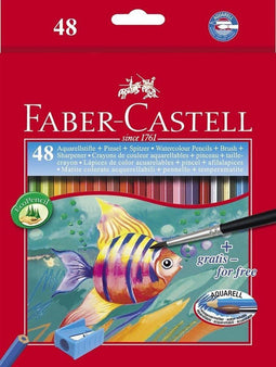 Faber-Castell aquarelpotloden - 48 stuks - met puntenslijper en penseel - FC-114448
