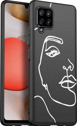 iMoshion Hoesje Geschikt voor Samsung Galaxy A42 Hoesje Siliconen - iMoshion Design hoesje - Wit / Zwart / Line Art Woman White