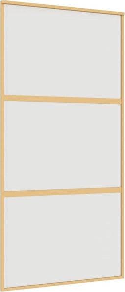 vidaXL - Schuifdeur - 102,5x205 - cm - mat - ESG-glas - en - aluminium - goudkleurig