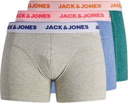 JACK&JONES JACSUPER TWIST TRUNKS - 3-Pack boxershorts - Effen gemeleerd - Grijs licht blauw groen (3-pack)