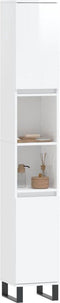 vidaXL - Badkamerkast - 30x30x190 - cm - bewerkt - hout - hoogglans - wit