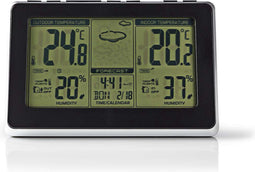 Nedis Weerstation - Binnen & Buiten - Inclusief draadloze weersensor - Weersvoorspelling - Tijdweergave - LCD-Scherm - Wekkerfunctie
