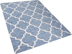 YALOVA - Laagpolig vloerkleed - Blauw - 160 x 230 cm - Wol