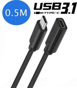 USB-C 3.1 Verlengkabel - USB type C kabel - Gecertificeerd - Female naar Male adapter - Ondersteund 4K - 0.5 Meter