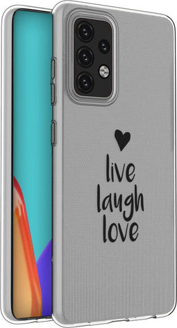 iMoshion Hoesje Geschikt voor Samsung Galaxy A52 (4G) / A52s / A52 (5G) Hoesje Siliconen - iMoshion Design hoesje - Transparant / Zwart / Live Laugh Love