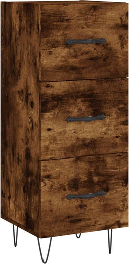 vidaXL - Dressoir - 34,5x34x90 - cm - bewerkt - hout - gerookt - eiken