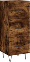vidaXL - Dressoir - 34,5x34x90 - cm - bewerkt - hout - gerookt - eiken
