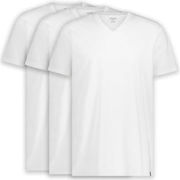 LEBASQ - Davis' T-shirt Heren - 3-pack - V-hals - Extra lang - Wit - 3XL (3-pack)