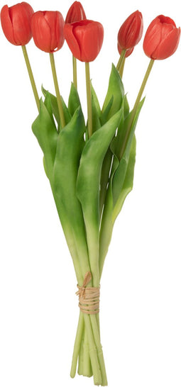 J-Line boeket Tulpen 7 stuks - kunststof - koraal/roze - large