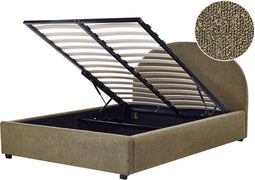 VAUCLUSE - Bed met opbergruimte - Olijfgroen - 140 x 200 cm - Bouclé