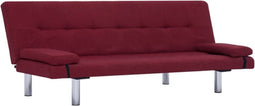 vidaXL - Slaapbank - met - twee - kussens - polyester - wijnrood