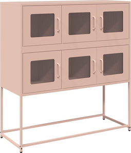 vidaXL - Dressoir - 100,5x39x107 - cm - koudgewalst - staal - roze