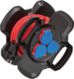 Rubberen kabelhaspel X-Gum IP44 / professionele kabelhaspel voor de bouwplaats van rubber (10m, permanent buitengebruik, speciaal rubbermengsel, Made in Germany)