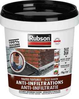 Rubson Anti-Vocht Coating 1 Kg | Daken, Funderingen en Ingegraven Materialen Coating | Silicone Technologie Gebaseerd voor Maximale Elasticiteit | Duurzame Coating en UV-Bestendig | Langdurige Bescherming tegen Vocht.