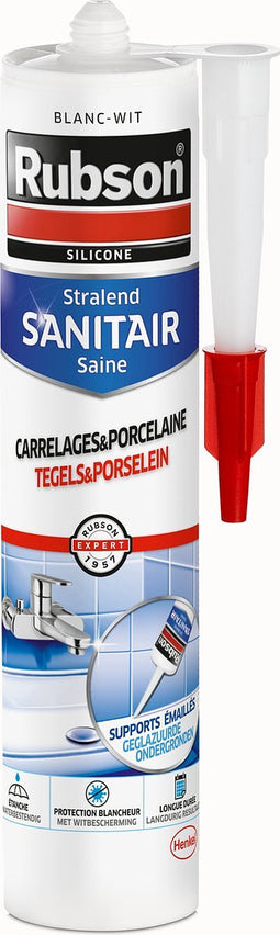Rubson Sanitair Tegels & Porselein Wit 280 ml Bouwkit | Sterke en Duurzame Afdichting voor Sanitair, Tegels en Porselein | Witte Afwerking voor een Schone en Frisse Look | Betrouwbaar en Gemakkelijk te Gebruiken