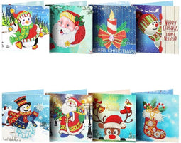Rubye® Diamond Painting Kerstkaarten - Diamond Painting Volwassenen - Met Enveloppen – Kerst – 8 Stuks