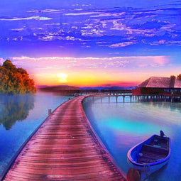 Rubye® Diamond Painting Volwassenen - Diamond Painting Kinderen - Diamond Painting Pakket Volledig - Zeelandschap - 35x35cm